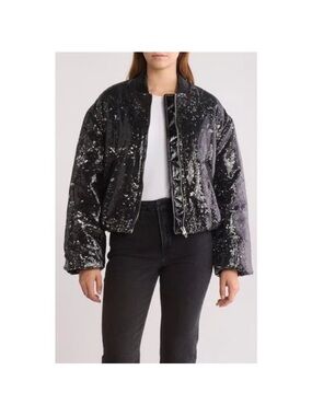 BlankNYC Black Sequin Bomber Jacket - Women's Sparkle Coat